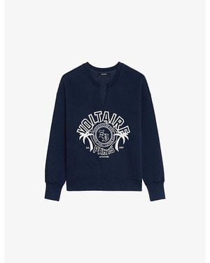 Zadig & Voltaire Logo-Print Cotton-Jersey Sweatshirt - Blue