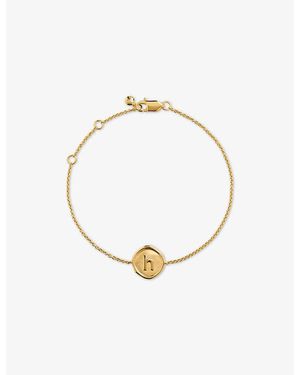 Monica Vinader Initial-F Stamp 18Ct-Vermeil Chain Bracelet - Metallic