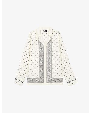 The Kooples Collared Graphic-Print Woven Shirt - White