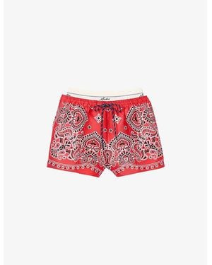 Sandro Bandana-Print Drawstring-Waist Woven Shorts - Red