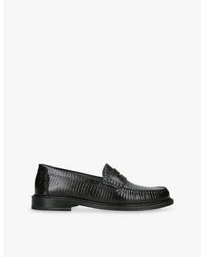 VINNY'S Yardee Moccasin Leather Loafers - Black