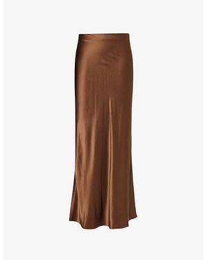 FRAME Column Elasticated-Waistband Silk Maxi Skirt - Brown