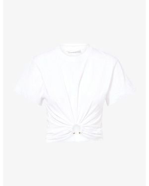 Rabanne Haut Short-Sleeve Cotton T-Shirt - White