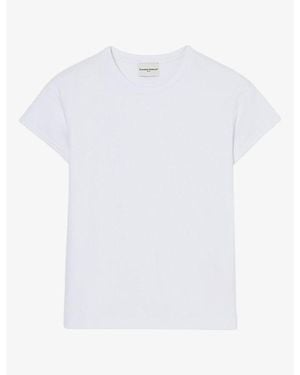 Claudie Pierlot Round-Neck Short-Sleeve Cotton T-Shirt - White