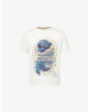 Paul Smith Printed Crewneck Cotton-Jersey T-Shirt - Blue