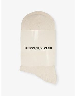The Couture Club Emblem Cotton-Blend Knitted Socks - White