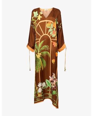 VERANDAH Drawstring Kaftan Woven Maxi Dress - Metallic