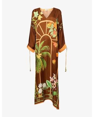VERANDAH Drawstring Kaftan Woven Maxi Dress - Metallic