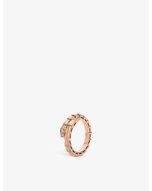 BVLGARI Serpenti Viper 18Ct Rose- And 0.14Ct Brilliant-Cut Diamond Ring - White