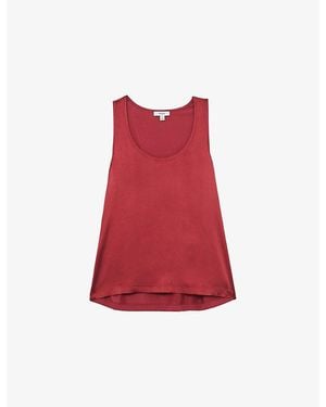Reiss Ruby Sleeveless Stretch-Silk Top - Red