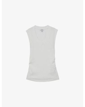 Reiss Sandy V-Neck Ribbed Stretch-Cotton Vest - White