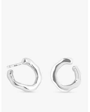 Astrid & Miyu Molten Orbit Small Rhodium-Plated Sterling- Hoop Earrings - Metallic
