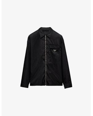 Prada Re Nylon Zip-Up Woven Shirt - Black