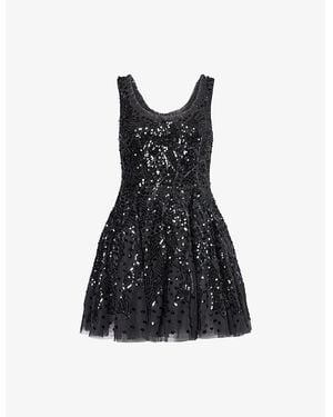 Needle & Thread Sequin Ribbon Woven Mini Dress - Black