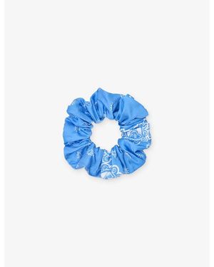 Maje Graphic-Print Fabric Hair Scrunchie - Blue