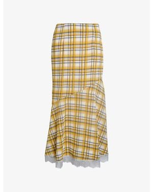 Amy Lynn Sunnie Plaid Lace-Trim Woven Maxi Skirt - Metallic