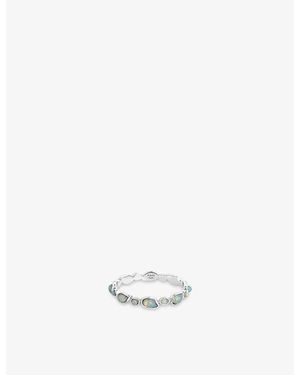 Astrid & Miyu Opal Pear Rhodium-Plated Sterling- And Nano-Gem Eternity Ring - White