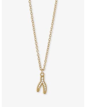 Astley Clarke Celestial Wishbone 18Ct And Sapphire Pendant Necklace - Metallic