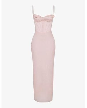 House Of Cb Charmaine Corset Satin Maxi Dress - Pink