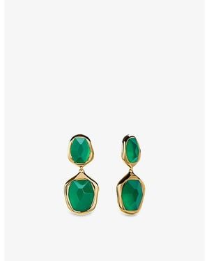 Monica Vinader Odyssey Cocktail 18Ct Vermeil-Plated 925 Sterling And Onyx Drop Earrings - Green
