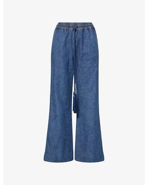 Valentino Garavani Drawstring Wide-Leg Denim Trousers - Blue