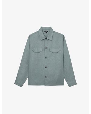 Reiss Polasio Herringbone Linen Overshirt - Blue