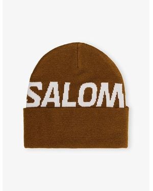 Salomon Hermitage Brand-Print Knitted Beanie - Brown