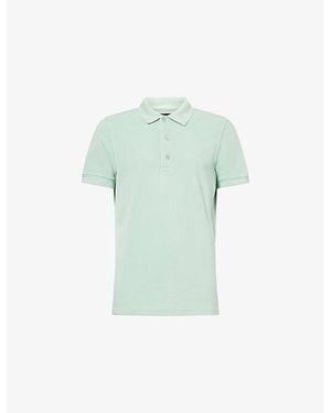 Tom Ford Short-Sleeve Embroidered-Logo Piquet Polo Shirt - Green