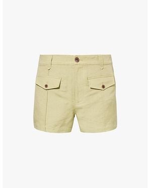 PAIGE Pale Brittane Flap-Pocket Linen-Blend Woven Shorts - Natural