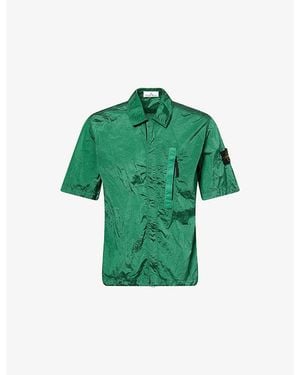 Stone Island Zip-Pocket Short-Sleeve Nylon Shirt - Green