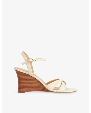 Dune Kalans Stack Leather Wedge Sandals - White