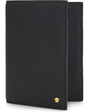 Versace Grained Leather Passport Holder - Black