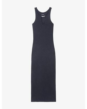 Zadig & Voltaire Tiffania Wings-Brooch Cotton And Linen Maxi Dress - Blue