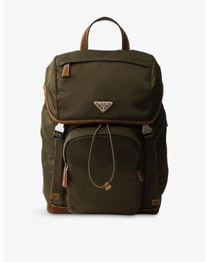 Prada Re-Nylon Shell And Suede Backpack - Green