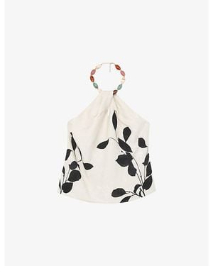 Reiss Delilah Halterneck Woven Top - White