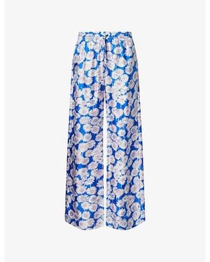 Stella McCartney Daisy Print Pj Silk Pants - Blue