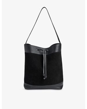 Whistles Sasha Suede And Leather Shoulder Bag - Black