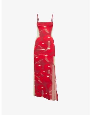 Ph5 Iris Wavy Knitted Midi Dress - Red