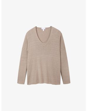 The White Company Voop-Neck Relaxed-Fit Linen-Blend Sweater - Natural