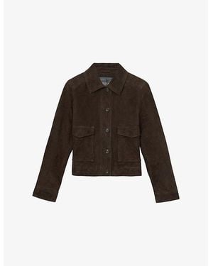 Reiss Hanson Suede Trucker Jacket - Brown