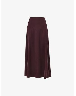 Whistles High-Rise Bias-Cut Satin Midi Skirt - Purple