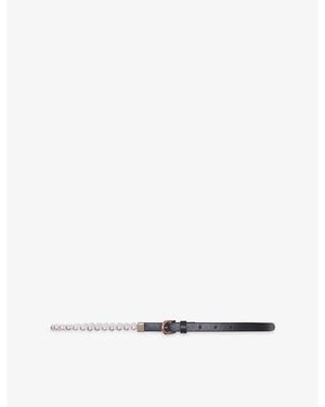 Maje Mixed Bead And Leather Belt - White