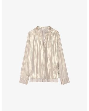 Zadig & Voltaire Tink Ruched Satin Blouse - Natural