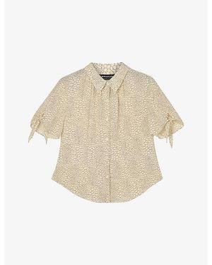 Whistles Patterned Tie-Sleeve Woven Shirt - Natural