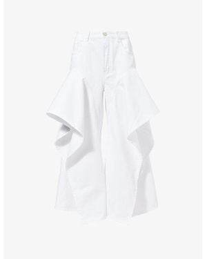 Alaïa Ruffled Split Denim Jeans - White