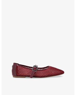 KG by Kurt Geiger Nina Rhinestone-Embellished Mesh Mary Jane Flats - Red