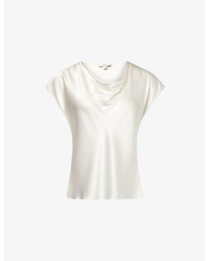 Vince Cowl-Neck Cap-Sleeves Silk Top - White