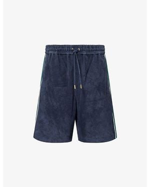 CASABLANCA Brand-Print Suede Shorts - Blue