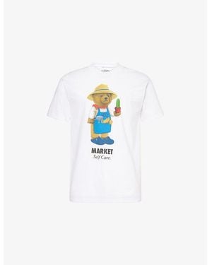 Market X London Flower Bear Graphic-Print Short-Sleeve Cotton-Jersey T-Shirt - Blue