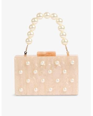 LK Bennett Malia Pearl Resin Box Clutch Bag - Natural